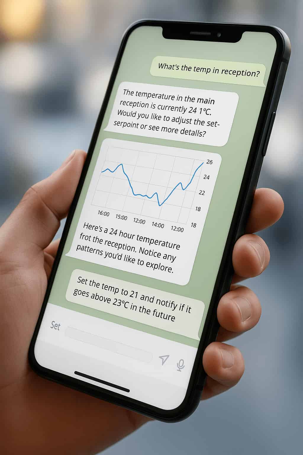 Diologi smart building control chatbot on smartphone